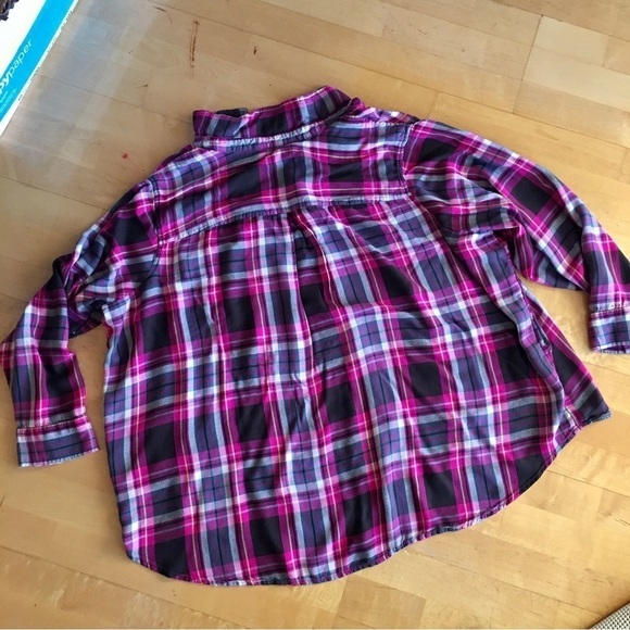 Terra & Sky Plaid Button Down Blouse, Pink, Black, Size 4X - Picture 16 of 17